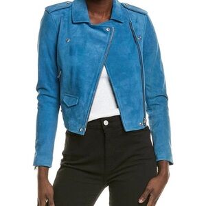 IRO PARIS Ashville Jacket in Blue Suede NWT.